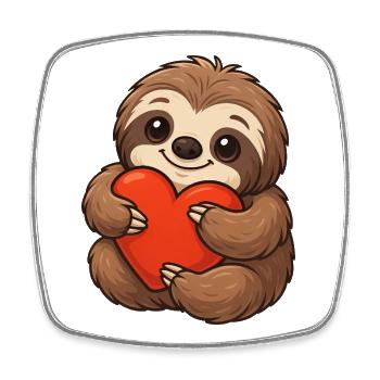 Süß Faultier Herz Liebe Valentinstag Freundschaft - Viereckiger Kühlschrankmagnet - Weiß - Vorne
