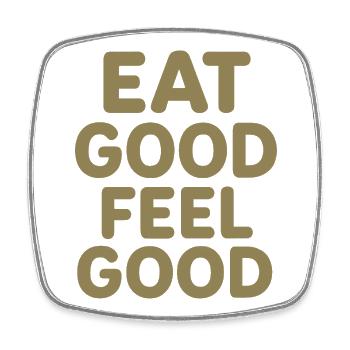 Essen gesund Ernährung Spruch Eat Good Feel Good - Viereckiger Kühlschrankmagnet - Weiß - Vorne