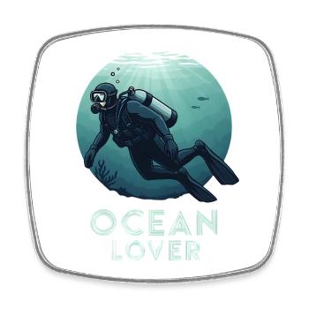 Taucher Ocean Lover Unterwasser für Taucherfreunde - Viereckiger Kühlschrankmagnet - Weiß - Vorne
