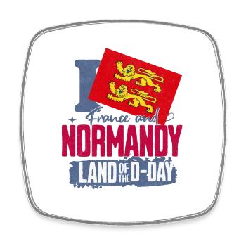 Design Land de Normandie avec Lion et Drapeau - Magnet carré - blanc - Devant
