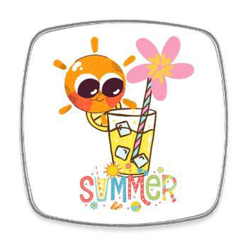 Sommerstimmung – schöne Sonne und Getränk. - Viereckiger Kühlschrankmagnet - Weiß - Vorne