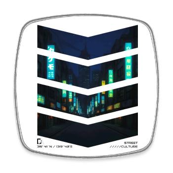 Neon-Stadt bei Nacht 1 - Pfeile - Viereckiger Kühlschrankmagnet - Weiß - Vorne