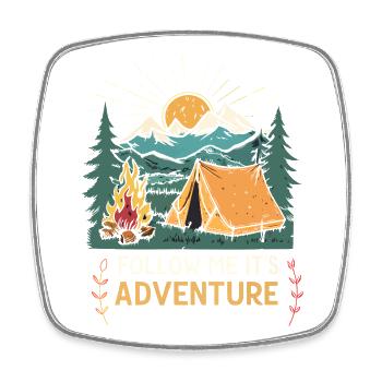 Mountain Adventure Tent Sun Nature - Square fridge magnet - white - Front