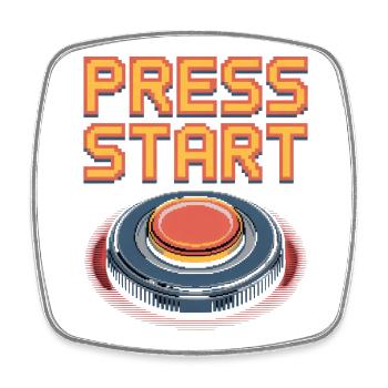 Appuyez sur le bouton Démarrer Retro Gaming Pixel Arcade - Magnet carré - blanc - Devant