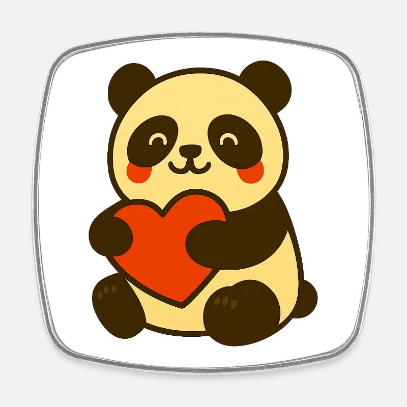 Der_Panda_mit_Herzumarmung - Magnet carré - blanc