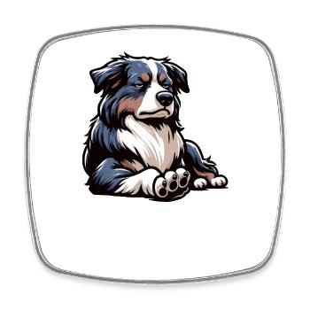 Sprich mit der Pfote Australian Shepherd Aussie  - Viereckiger Kühlschrankmagnet - Weiß - Vorne