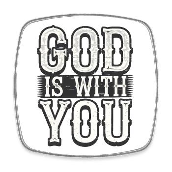 Inspirierendes christliches Zitat, Gott ist mit dir - Viereckiger Kühlschrankmagnet - Weiß - Vorne