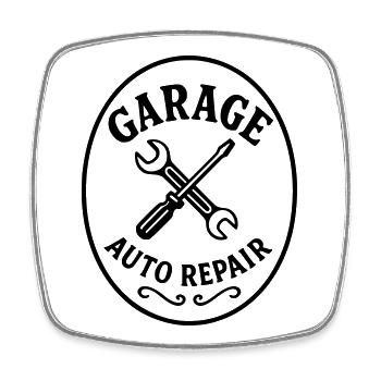 Garage auto - Magnet carré - blanc - Devant