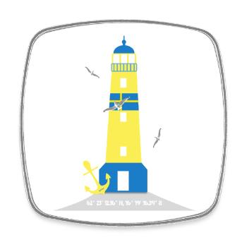 Leuchtturm mit Anker und Möwen - Viereckiger Kühlschrankmagnet - Weiß - Vorne