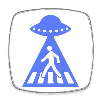 Lustiges UFO Strichmännchen Alien Begegnung  - Viereckiger Kühlschrankmagnet - Weiß - Vorne