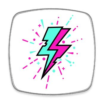 Retro Lightning Bolt Colorful Style - Square fridge magnet - white - Front