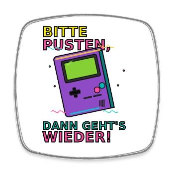 Retro Gaming Saying with Handheld Game Device Video Games - Square fridge magnet - white - Front