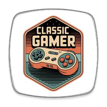 Classic Gamer Retro Controller Badge - Viereckiger Kühlschrankmagnet - Weiß - Vorne