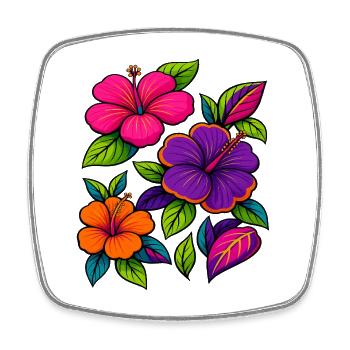 Lebendige Hibiskus-Blumenmotive - Viereckiger Kühlschrankmagnet - Weiß - Vorne