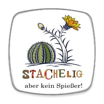 Kaktus mit  Blüte - Viereckiger Kühlschrankmagnet - Weiß - Vorne