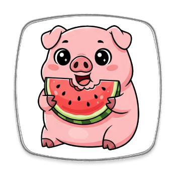 Melon de porc sucré Fruits d’été Holiday Farm - Magnet carré - blanc - Devant