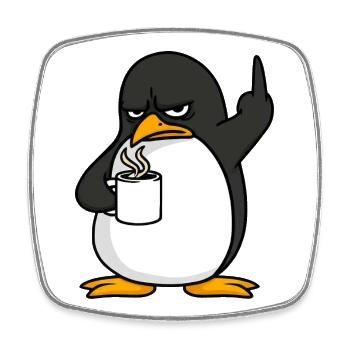 Pingouin Café Café Amateur Bureau Doigt d’honneur - Magnet carré - blanc - Devant