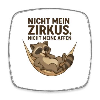 Raccoon Design Hammock Circus Funny Sayings - Square fridge magnet - white - Front