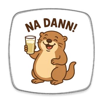 Humorous otter with beer glass coffee graphic - Square fridge magnet - white - Front