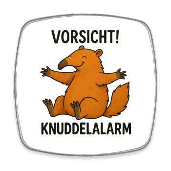 Nasenbär Teddybär Knuddeln Süß Liebe Warnung  - Viereckiger Kühlschrankmagnet - Weiß - Vorne