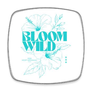Bloom Wild Floral Typography Design - Square fridge magnet - white - Front