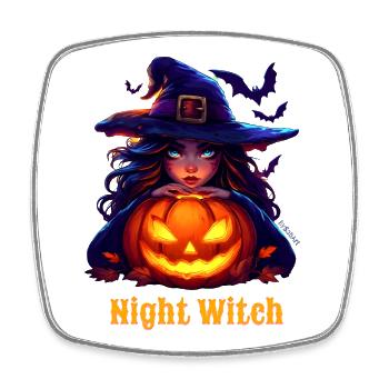 Halloween - Nachthexe - Viereckiger Kühlschrankmagnet - Weiß - Vorne