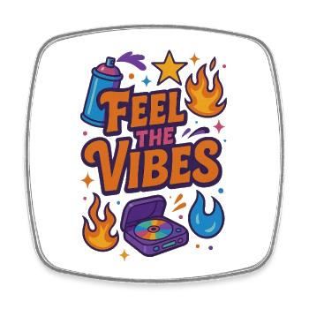 Vibe-Fest Design mit Feuer und Musik 90'er Jahre  - Viereckiger Kühlschrankmagnet - Weiß - Vorne