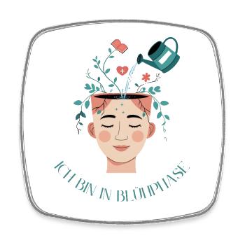 Pensées épanouies - Je suis en phase d’épanouissement - Magnet carré - blanc - Devant