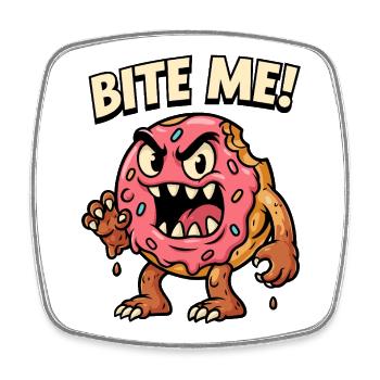 Bissiger Donut Monster Illustration - Viereckiger Kühlschrankmagnet - Weiß - Vorne