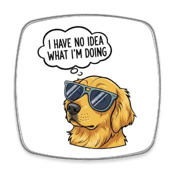 Hilarious Dog with Sunglasses Design - Square fridge magnet - white - Front