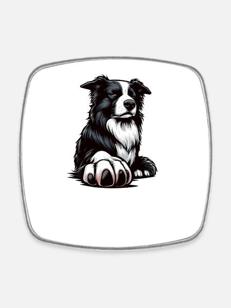 Parler à la patte Border Collie Chien de troupeau Collie - Magnet carré - blanc