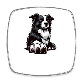 Talk To The Paw Border Collie Hütehund Collie - Square fridge magnet - white - Front