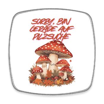 Champignon Champignon Chasse Forêt Automne Automne - Magnet carré - blanc - Devant