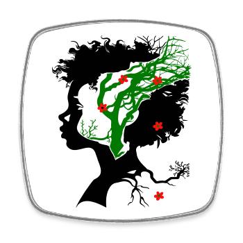 Abstract tree with flowers - Square fridge magnet - white - Front