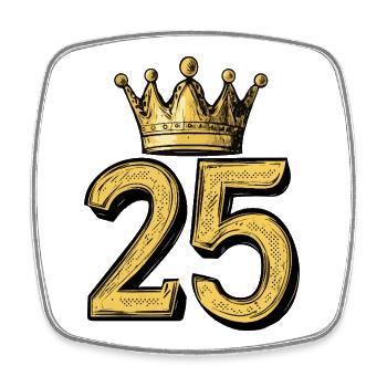 25 Zahl Krone - Viereckiger Kühlschrankmagnet - Weiß - Vorne