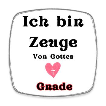 Herz mit Kreuz und Gnade Schriftzug - Viereckiger Kühlschrankmagnet - Weiß - Vorne