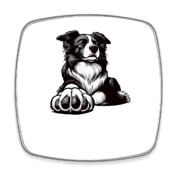 Sprich mit der Pfote Border Collie Hütehund Collie - Viereckiger Kühlschrankmagnet - Weiß - Vorne