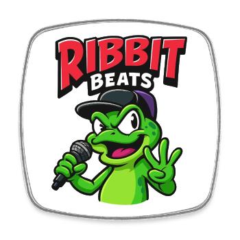 Funny frog with rap microphone - Square fridge magnet - white - Front
