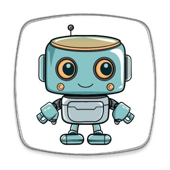 Cute robot print for kids - Square fridge magnet - white - Front