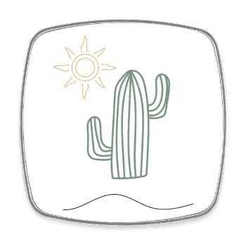 Cactus in sunlight - Square fridge magnet - white - Front