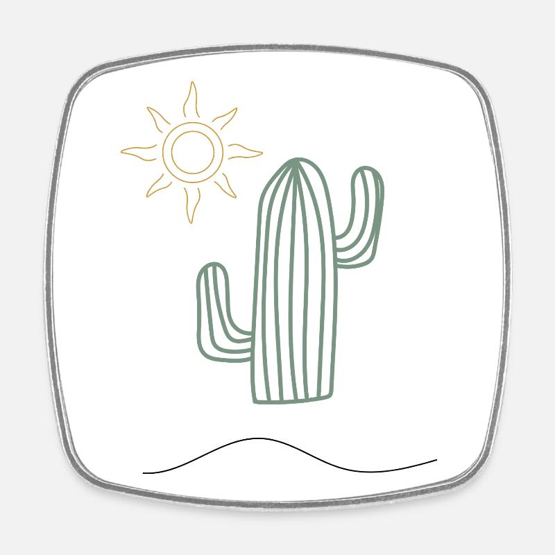 Cactus in sunlight - Square fridge magnet - white