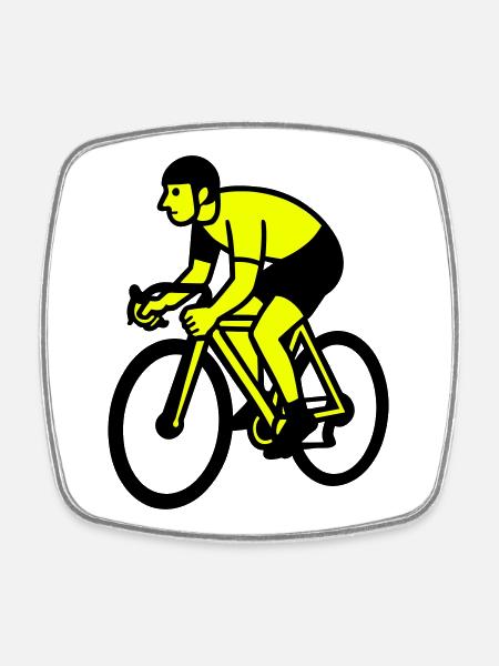 Neon Wheel Silhouette Cyclist - Square fridge magnet - white