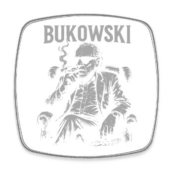 Bukowski Vibe Smoking Portrait - Square fridge magnet - white - Front