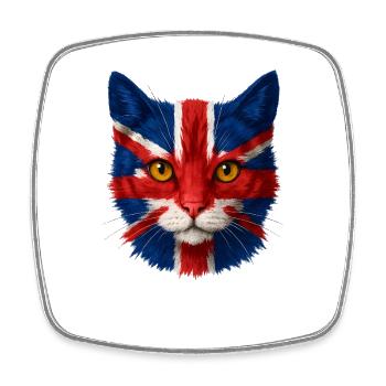 Portrait de chat Union Jack - Magnet carré - blanc - Devant