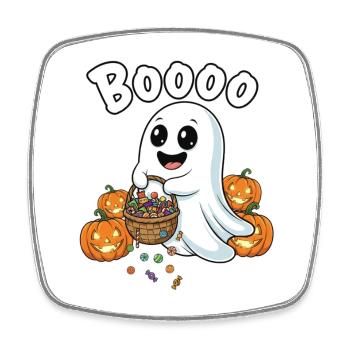 Boo Geist Halloween Bonbonkorb - Viereckiger Kühlschrankmagnet - Weiß - Vorne