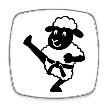 Karate Schaf - Viereckiger Kühlschrankmagnet - Weiß - Vorne