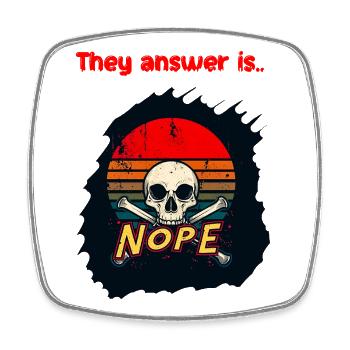 Totenkopf Retro Sonnenuntergang Nope - Viereckiger Kühlschrankmagnet - Weiß - Vorne