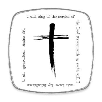Cross Brushstroke Mercy Song - Square fridge magnet - white - Front