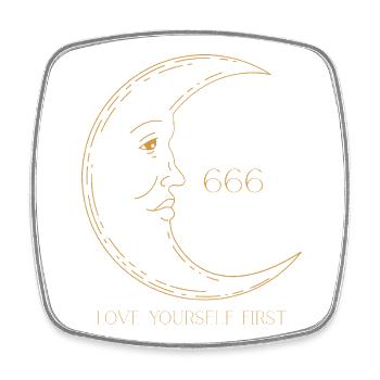 Mystic Moon Face 666 – Love Yourself First - Viereckiger Kühlschrankmagnet - Weiß - Vorne