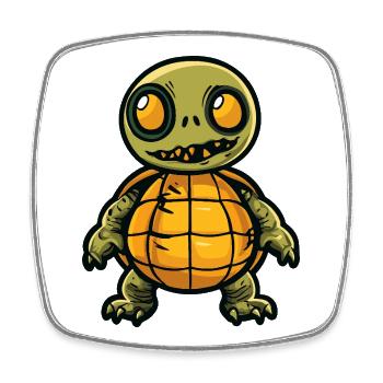 Tortue Halloween Bande dessinée Drôle - Magnet carré - blanc - Devant